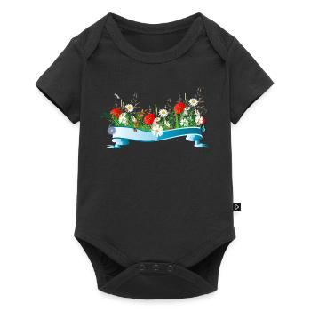 colorful spring meadow with flowers and insects - Baby Premium short-sleeve bodysuit - black - Front