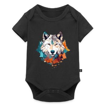 Loup Tête de Loup Prédateur Nature Colorée Nature Nature Nature Art - Body à manches courtes Premium Bébé - noir - Devant