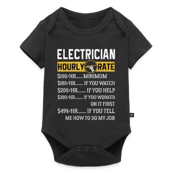 Electrician Gifts Electrician Hourly Rate - Baby Premium short-sleeve bodysuit - black - Front