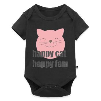 Chat heureux - Body à manches courtes Premium Bébé - noir - Devant