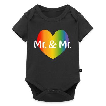 Rainbow Mr et Mr 2 coeur arc-en-ciel mariage gay - Body à manches courtes Premium Bébé - noir - Devant