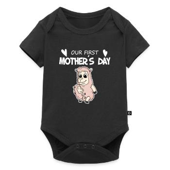 Muttertag - erster Muttertag Geschenk - Baby Premium Kurzarmbody - Schwarz - Vorne