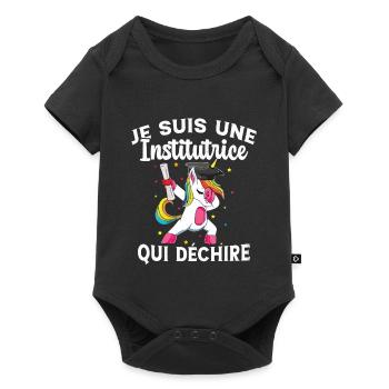 Femme Institutrice Qui Déchire Idée Enseignant - Body à manches courtes Premium Bébé - noir - Devant
