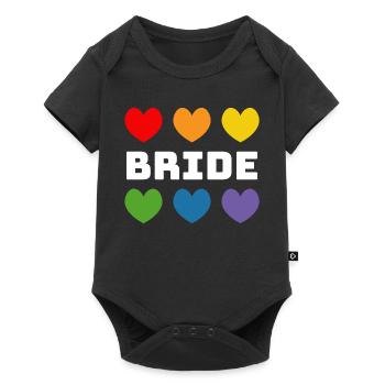 Regenbogenherzchen Bride weiss - Baby Premium Kurzarmbody - Schwarz - Vorne