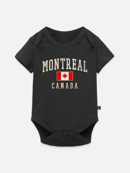 Montreal Canada Distressed Flag - Baby Premium Kurzarmbody - Schwarz