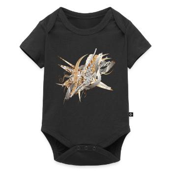 artistic filigree motif made of ribbons and feathers - Baby Premium short-sleeve bodysuit - black - Front