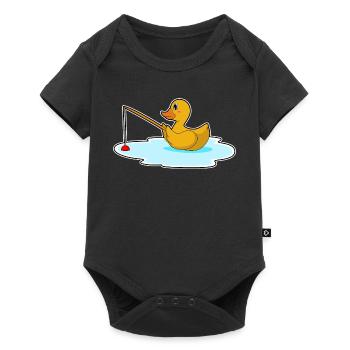 Duck Angler Fishing Rod Fishing - Baby Premium short-sleeve bodysuit - black - Front