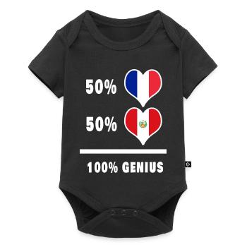 Pérou et France 100% génial Drapeaux - Body à manches courtes Premium Bébé - noir - Devant