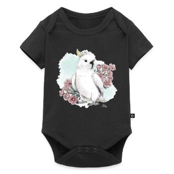 Kakadu mit Blumen - Baby Premium Kurzarmbody - Schwarz - Vorne
