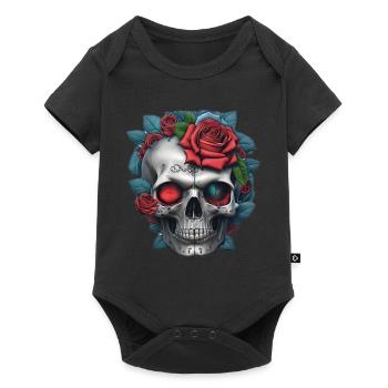 Skull with roses - Baby Premium short-sleeve bodysuit - black - Front
