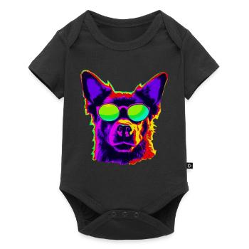 Stylish four-legged friend with sunglasses - Baby Premium short-sleeve bodysuit - black - Front
