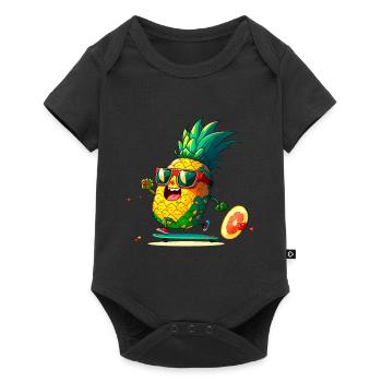 Funny pineapple skating - Baby Premium short-sleeve bodysuit - black - Front