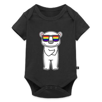 Arc-en-ciel - ours polaire avec lunettes - Body à manches courtes Premium Bébé - noir - Devant
