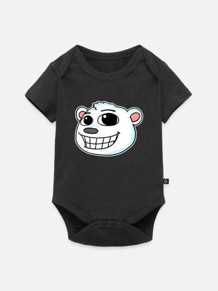 Eisbär Kopf - Baby Premium Kurzarmbody - Schwarz