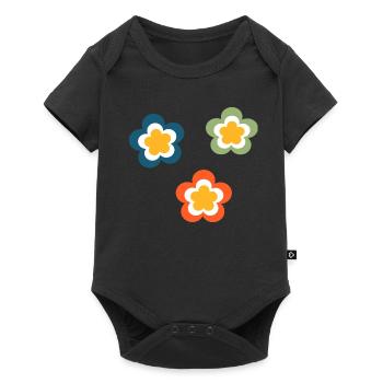 Fleur Motif Rétro Hippie Festival des années 70 - Body à manches courtes Premium Bébé - noir - Devant
