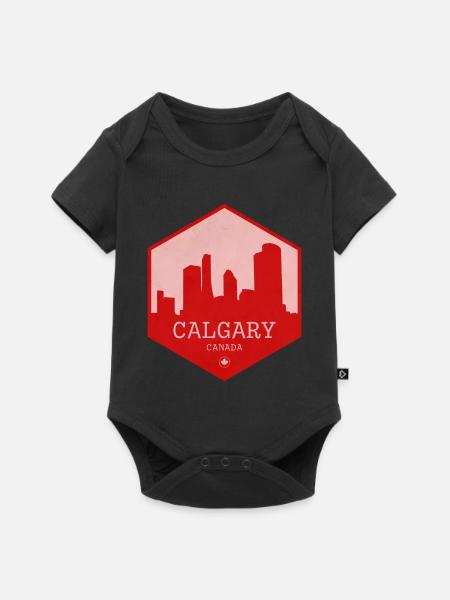 Calgary Skyline Red Badge - Baby Premium Kurzarmbody - Schwarz