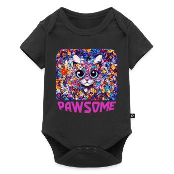 Pawsome - Cat in Flowers - Baby Premium short-sleeve bodysuit - black - Front