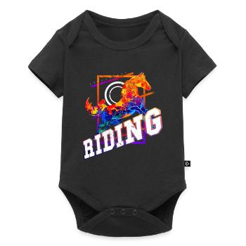 Riding Rider Horse Jumping Sport Colorful Vintage - Baby Premium short-sleeve bodysuit - black - Front