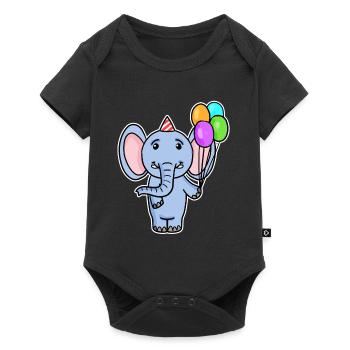 Ballon d’anniversaire d’éléphant - Body à manches courtes Premium Bébé - noir - Devant