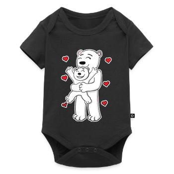 Polar Bear Family - Polar Bear with Baby - Baby Premium short-sleeve bodysuit - black - Front