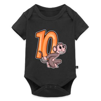 10 birthday 10 years old with animal motif - ten - Baby Premium short-sleeve bodysuit - black - Front