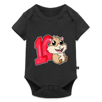 10 birthday 10 years old with animal motif - ten - Baby Premium short-sleeve bodysuit - black - Front