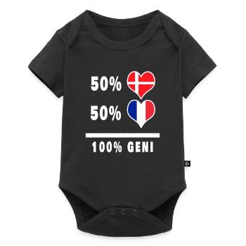 Drapeau 100% génie de la France et du Danemark - Body à manches courtes Premium Bébé - noir - Devant
