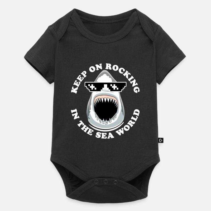 Requin Avec Lunettes De Soleil - Body à manches courtes Premium Bébé - noir