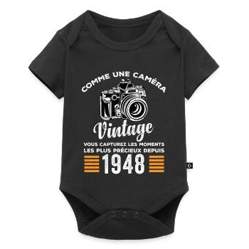 Caméra vintage 1948 cadeau anniversaire humour - Body à manches courtes Premium Bébé - noir - Devant