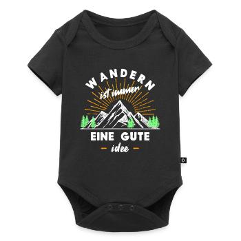 Wanderrouten Wandern Wanderer Statement Berge - Baby Premium Kurzarmbody - Schwarz - Vorne