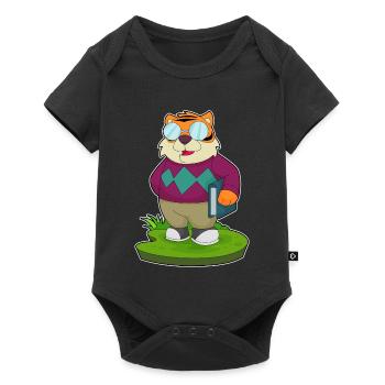 Tiger Rentner Buch - Baby Premium Kurzarmbody - Schwarz - Vorne