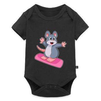 Mouse Snowboarder Snowboard - Baby Premium short-sleeve bodysuit - black - Front