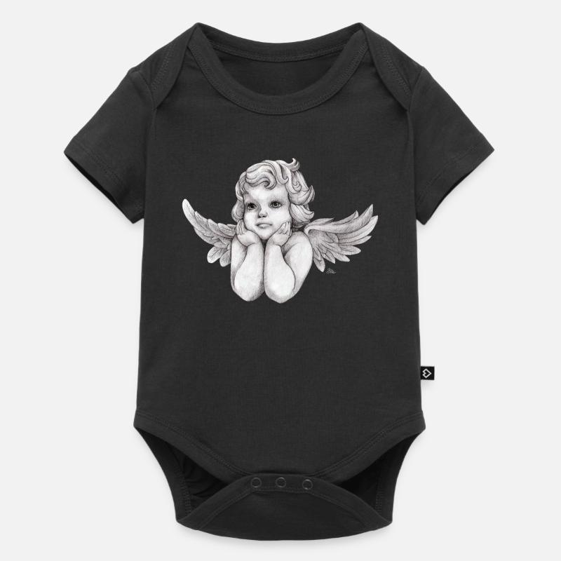 Kleine träumerische Engel-Putte - Baby Premium Kurzarmbody - Schwarz