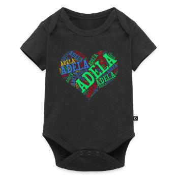 T-Shirt Adela Herz Wortwolke T-Shirt Geschenk - Baby Premium Kurzarmbody - Schwarz - Vorne