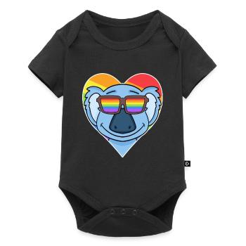 Rainbow - Koala with glasses and heart - Baby Premium short-sleeve bodysuit - black - Front