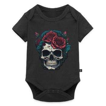 Skull with roses - Baby Premium short-sleeve bodysuit - black - Front