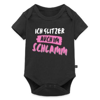 muddy run glitzer im schlamm Team Frauenlauf mud - Baby Premium Kurzarmbody - Schwarz - Vorne
