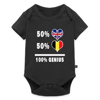 Belgique et Grande-Bretagne 100% Genius Flag - Body à manches courtes Premium Bébé - noir - Devant