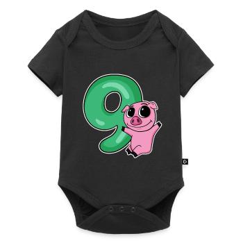 9 Birthday 9 years old with animal motif - nine - Baby Premium short-sleeve bodysuit - black - Front