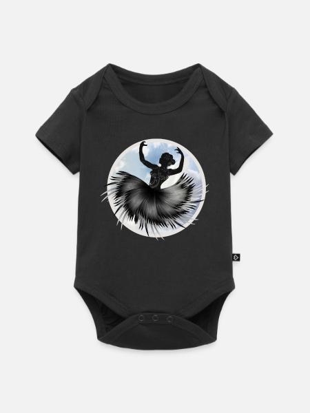 Balletttänzerin tanzt mit Federkleid in den Wolken - Baby Premium Kurzarmbody - Schwarz