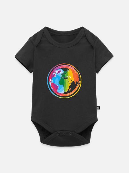 Regenbogen Erde - Baby Premium Kurzarmbody - Schwarz