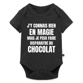 chocolat, chocolat humour, manger du chocolat - Body à manches courtes Premium Bébé - noir - Devant