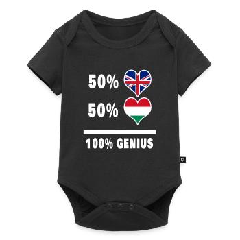 Hongrie et Grande-Bretagne 100% Genius Flag - Body à manches courtes Premium Bébé - noir - Devant