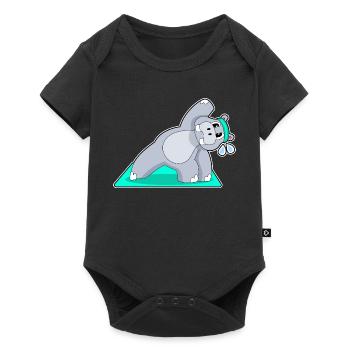 Hippopotamus Yoga Gymnastique - Body à manches courtes Premium Bébé - noir - Devant
