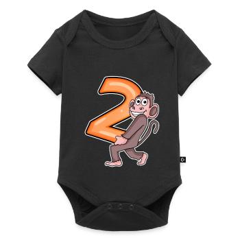 2 anniversaire 2 ans avec motif animal - deux - Body à manches courtes Premium Bébé - noir - Devant