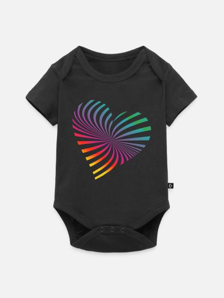 bunte vibrierende Herz Form für Festival-Feeling - Baby Premium Kurzarmbody - Schwarz