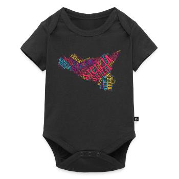 Sicily t-shirt map word cloud trinacria - Baby Premium short-sleeve bodysuit - black - Front