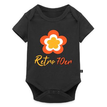 70er Jahre Blume Muster Retro - Baby Premium Kurzarmbody - Schwarz - Vorne