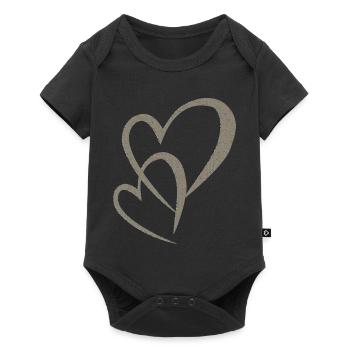 Tissu double du cœur - Body à manches courtes Premium Bébé - noir - Devant