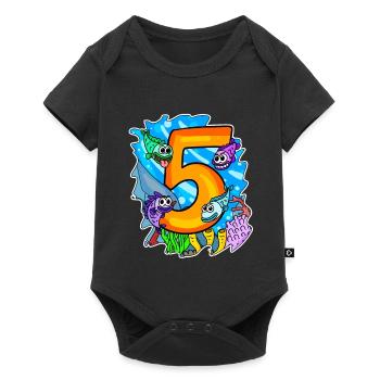 5 Birthday 5 years old with animal motif - five - Baby Premium short-sleeve bodysuit - black - Front